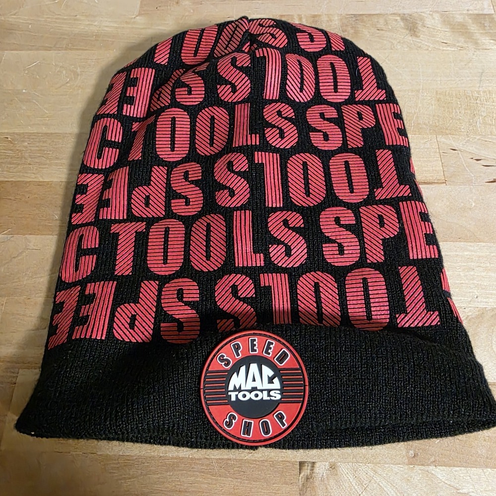Mac Tools Speed Shop Knit Beanie Cap Hat Red Black OSFA